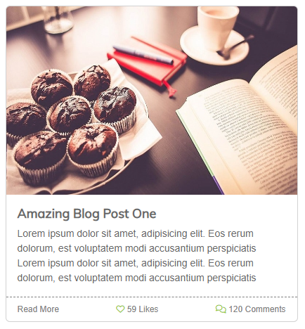 Egy blogbejegyzés megjelenése card használatával